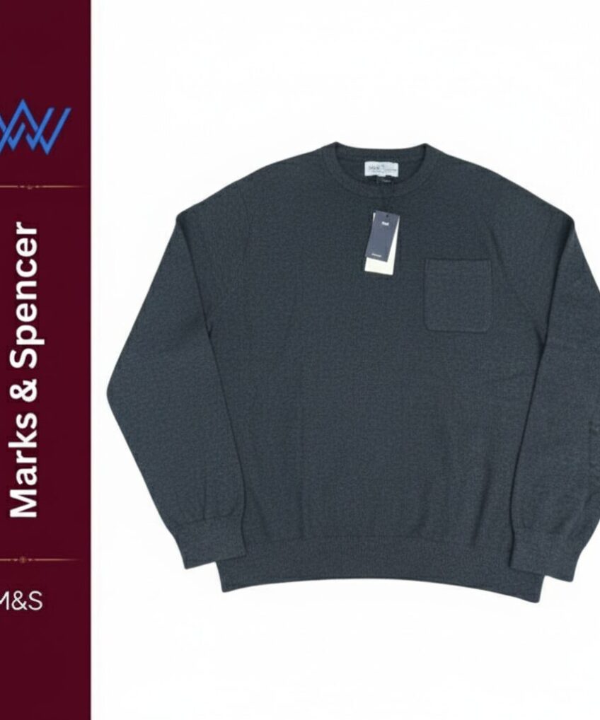 M&S Khaki Cotton Crew Neck Jumper