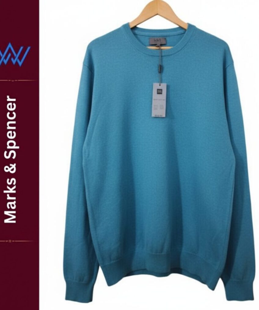 M&S  Soft Turqoiuse Pure Cotton Jumper