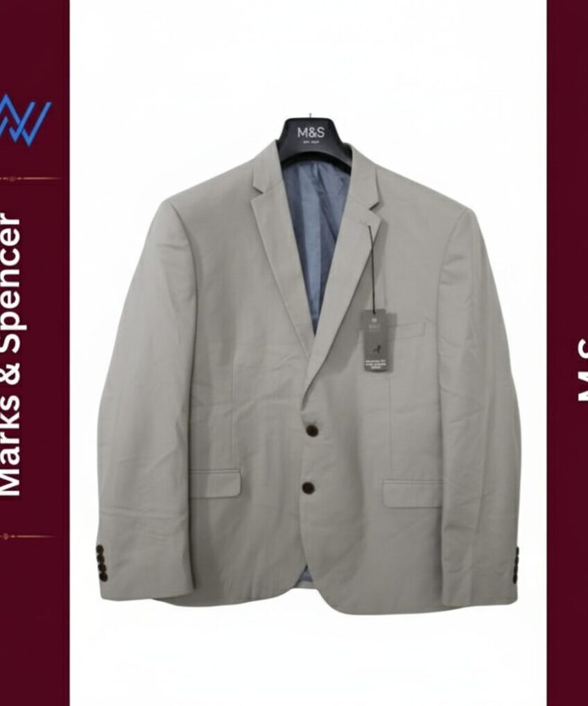 M&S Tailored Fit Pure Cotton Mixer Blazer