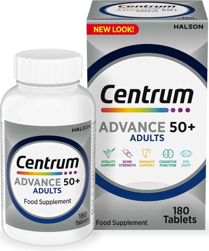 Centrum Advance 50+ Tablets Multivitamin & Mineral Supplements, with 24 essential nutrients, including vitamin D, C, Zinc, 180 ct