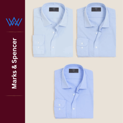 M&S Slim Fit Long Sleeve 3 Pack Shirts