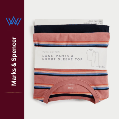 M&S Pure Cotton Long Pants and Short Sleeve Top