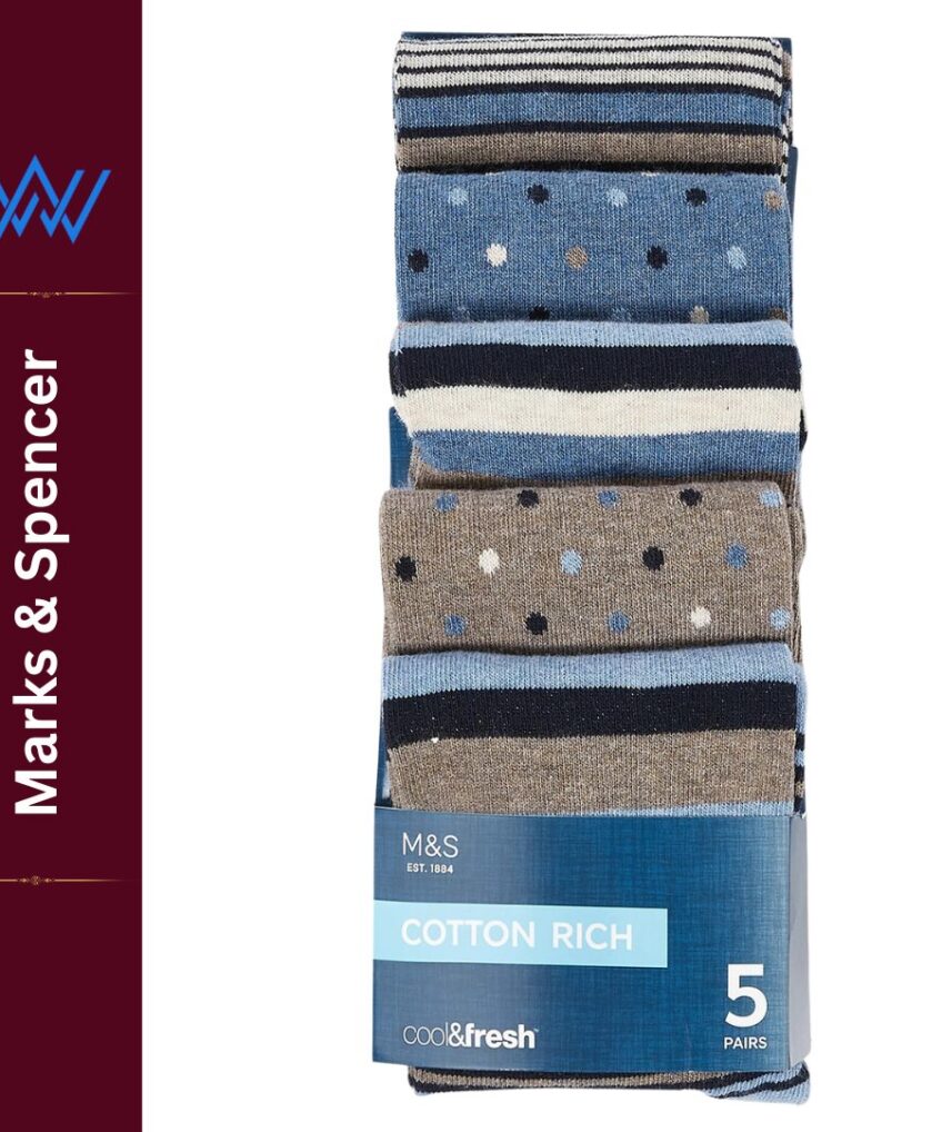 M&S 5-Pack Printed Cool & Fresh Socks